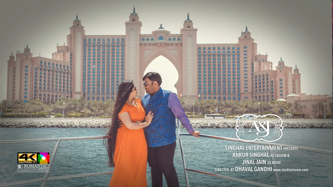 Still from the pre-wedding film for Ankur and Jinal, shot in Dubai